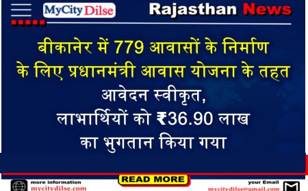 बीकानेर में 779 आवासों के निर्माण के लिए प्रधानमंत्री आवास योजना के तहत आवेदन स्वीकृत, लाभार्थियों को ₹36.90 लाख का भुगतान किया गया