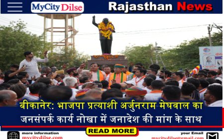 बीकानेर: भाजपा प्रत्याशी अर्जुनराम मेघवाल का जनसंपर्क कार्य नोखा में जनादेश की मांग के साथ