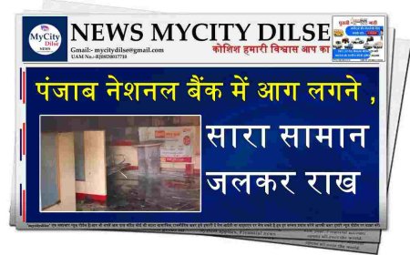 बीकानेर ; पंजाब नेशनल बैंक में आग लगने ,सारा सामान जलकर राख