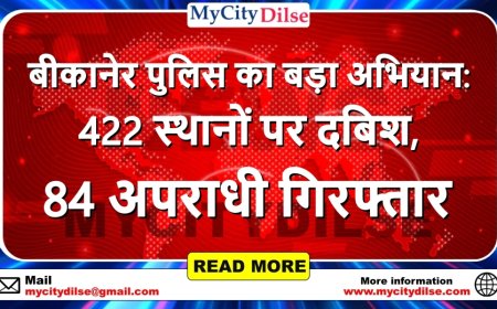 बीकानेर पुलिस का बड़ा अभियान: 422 स्थानों पर दबिश, 84 अपराधी गिरफ्तार