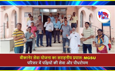 बीकानेर सेवा योजना का सराहनीय प्रयास: MGSU परिसर में पक्षियों की सेवा और पौधरोपण