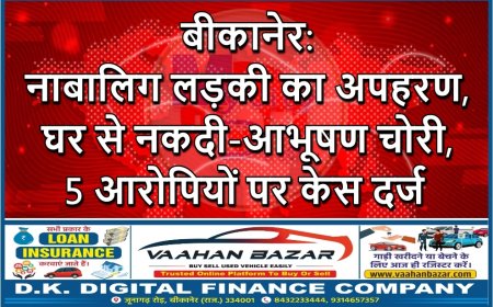 बीकानेर: नाबालिग लड़की का अपहरण, घर से नकदी-आभूषण चोरी, 5 आरोपियों पर केस दर्ज