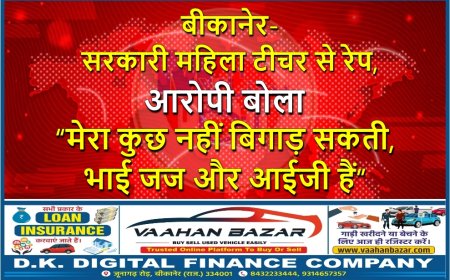 बीकानेर- सरकारी महिला टीचर से रेप, आरोपी बोला – “मेरा कुछ नहीं बिगाड़ सकती, भाई जज और आईजी हैं”