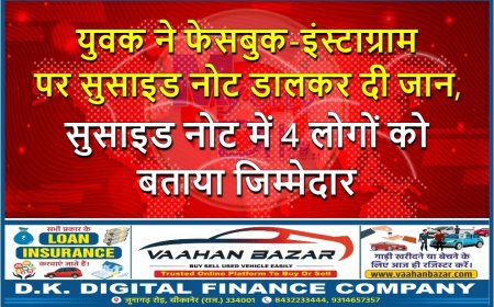 युवक ने फेसबुक-इंस्टाग्राम पर सुसाइड नोट डालकर दी जान, सुसाइड नोट में 4 लोगों को बताया जिम्मेदार
