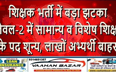 शिक्षक भर्ती में बड़ा झटका: लेवल-2 में सामान्य व विशेष शिक्षा के पद शून्य, लाखों अभ्यर्थी बाहर