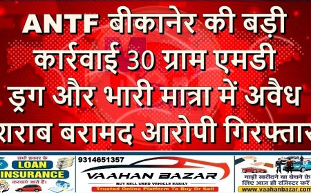 ANTF बीकानेर की बड़ी कार्रवाई: 30 ग्राम एमडी ड्रग और भारी मात्रा में अवैध शराब बरामद, आरोपी गिरफ्तार