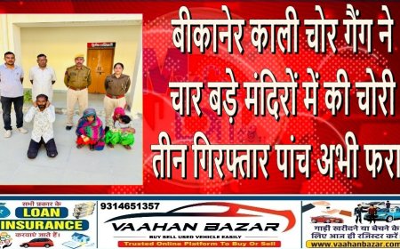 बीकानेर: काली चोर गैंग ने चार बड़े मंदिरों में की चोरी, तीन गिरफ्तार—पांच अभी फरार