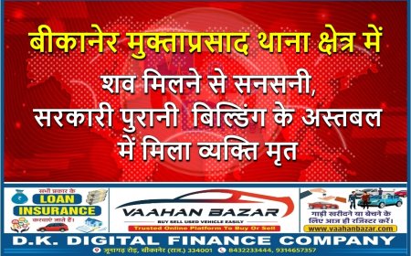 बीकानेर मुक्ताप्रसाद थाना क्षेत्र में शव मिलने से सनसनी, सरकारी पुरानी बिल्डिंग के अस्तबल में मिला व्यक्ति मृत