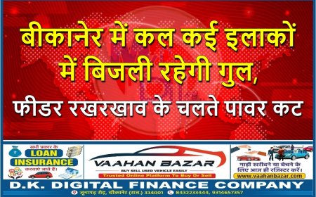 बीकानेर में कल कई इलाकों में बिजली रहेगी गुल, फीडर रखरखाव के चलते पावर कट