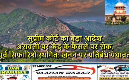 सुप्रीम कोर्ट का बड़ा आदेश: अरावली पर केंद्र के फैसले पर रोक, पूर्व सिफारिशें स्थगित; खनन पर प्रतिबंध यथावत