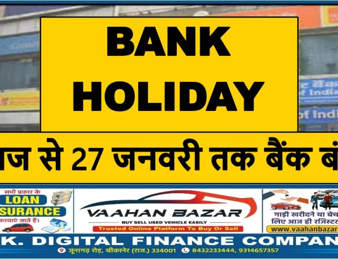 आज से 27 जनवरी तक बैंक बंद: लगातार 4 दिन प्रभावित रहेंगी ब्रांच सेवाएं, जानिए क्या खुलेगा और क्या नहीं