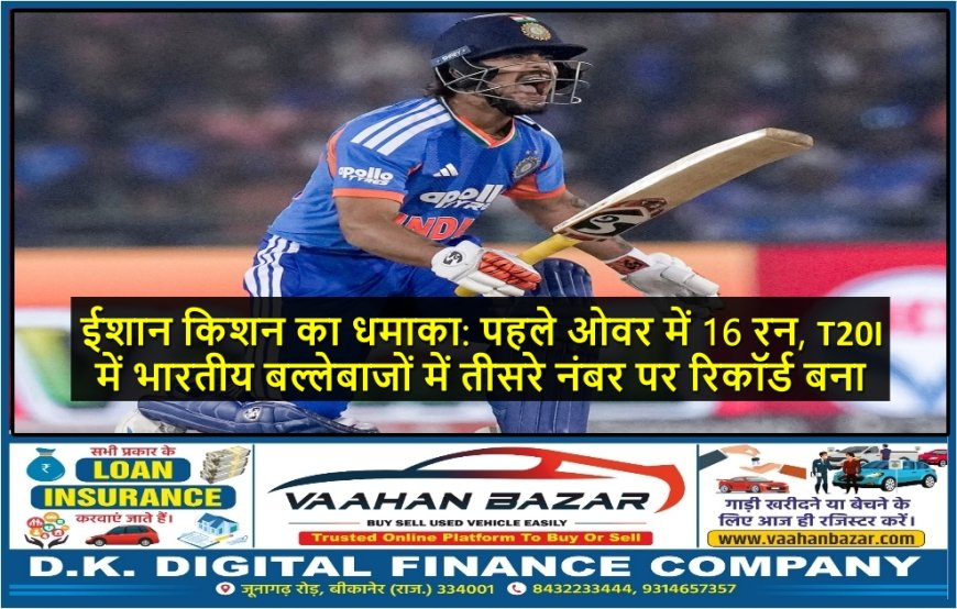 ईशान किशन का धमाका: पहले ओवर में 16 रन, T20I में भारतीय बल्लेबाजों में तीसरे नंबर पर रिकॉर्ड बना
