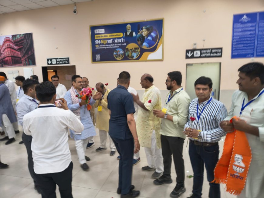 मुख्यमंत्री भजनलाल शर्मा पहुंचे बीकानेर, नाल एयरपोर्ट पर हुआ भव्य स्वागत