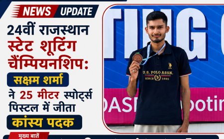 24वीं राजस्थान स्टेट शूटिंग चैम्पियनशिप: सक्षम शर्मा ने 25 मीटर स्पोर्ट्स पिस्टल में जीता कांस्य पदक