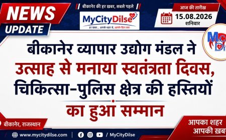 बीकानेर व्यापार उद्योग मंडल ने उत्साह से मनाया स्वतंत्रता दिवस, चिकित्सा-पुलिस क्षेत्र की हस्तियों का हुआ सम्मान