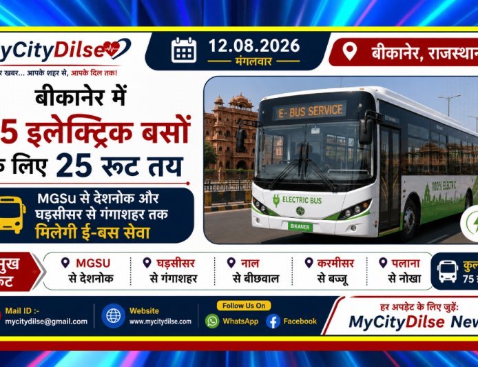 बीकानेर में 75 इलेक्ट्रिक बसों के लिए 25 रूट तय, MGSU से देशनोक और घड़सीसर से गंगाशहर तक मिलेगी ई-बस सेवा