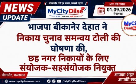 भाजपा बीकानेर देहात ने निकाय चुनाव समन्वय टोली की घोषणा की, छह नगर निकायों के लिए संयोजक-सहसंयोजक नियुक्त