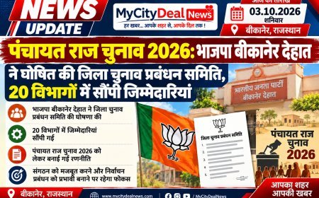 पंचायत राज चुनाव 2026: भाजपा बीकानेर देहात ने घोषित की जिला चुनाव प्रबंधन समिति, 20 विभागों में सौंपी जिम्मेदारियां
