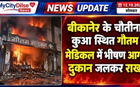 बीकानेर के चौतीना कुआ स्थित गौतम मेडिकल में भीषण आग, दुकान जलकर राख
